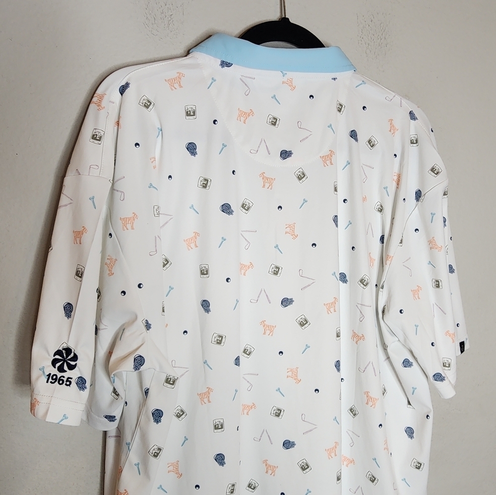 Swannies Amendt Print Golf Polo Sunset White Goat Tee Golf Balls Men's Size 2XL - Picture 12 of 16